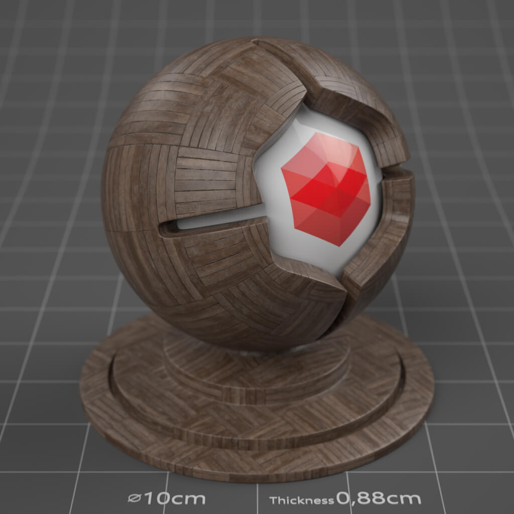 16_RS_Black_Walnut_Parquet_Square_Basket_Worn_4K_Cinema_4D_Material_Wood
