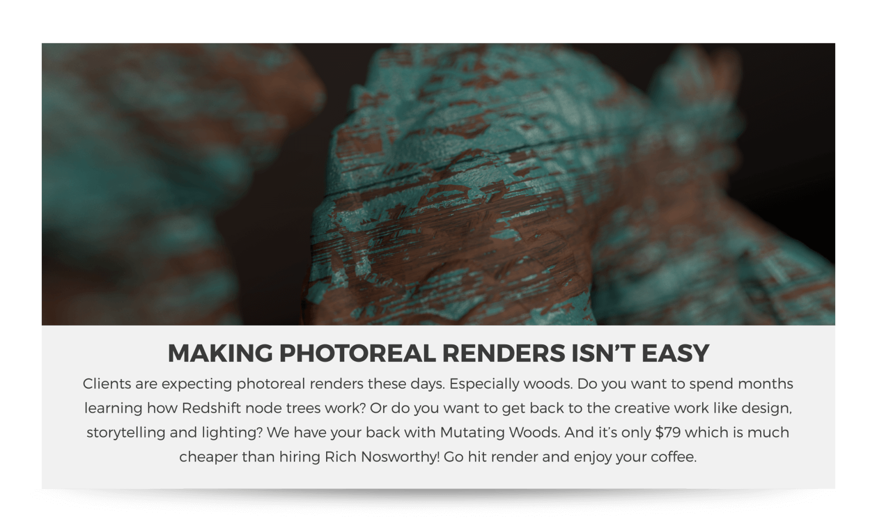 Redshift Cinema 4D Mutating Material Texture Pack Wood