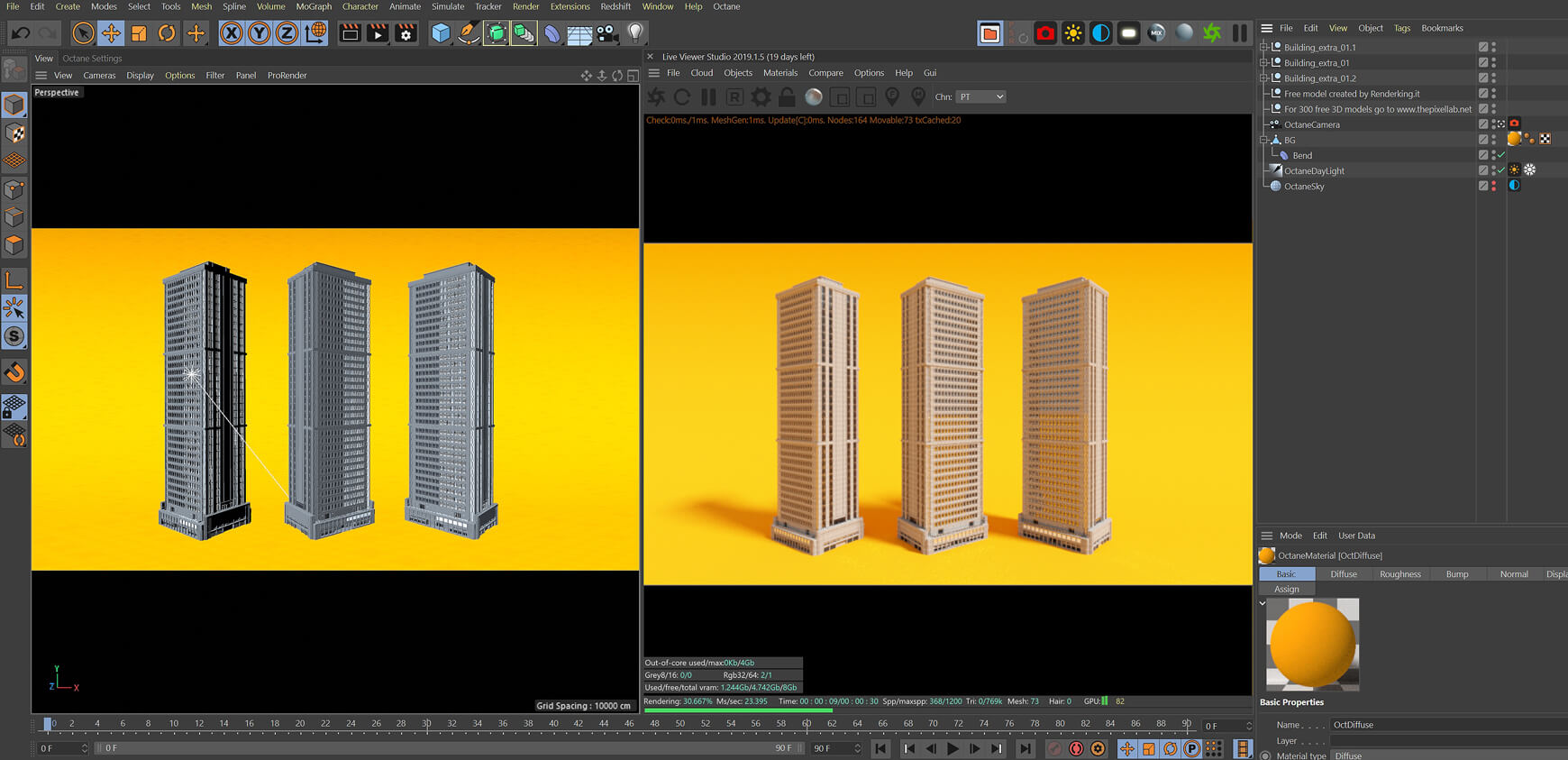 Free Cinema 4D 3D Model Skyscraper Building Modern Cityscape Collection