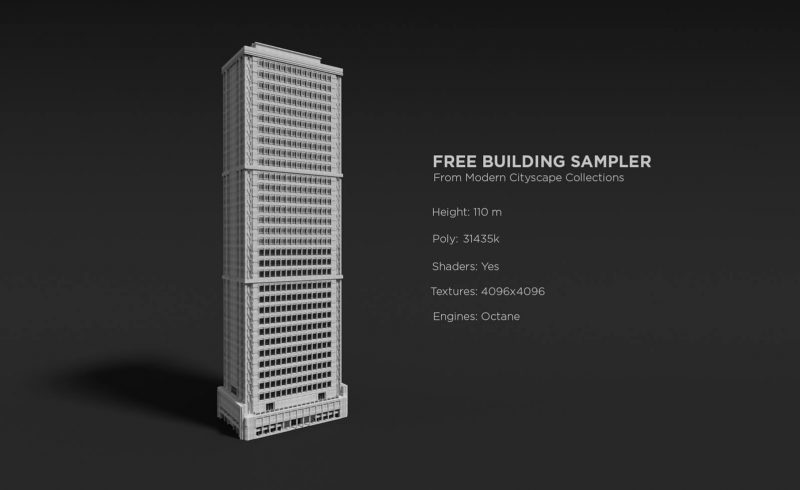 Free Cinema 4D 3D Model Skyscraper Building Modern Cityscape Collection