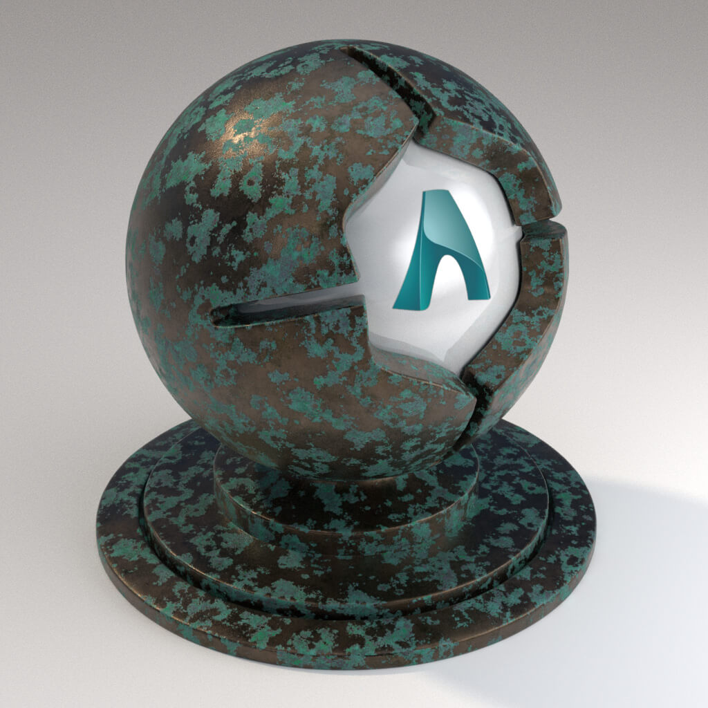 Cinema_4D_Arnold_Material_Pack_Mutating_Metal_Bronze_Corroded_Green_Moderate