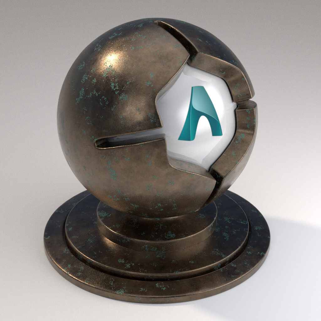 Cinema_4D_Arnold_Material_Pack_Mutating_Metal_Bronze_Corroded_Green_Slight