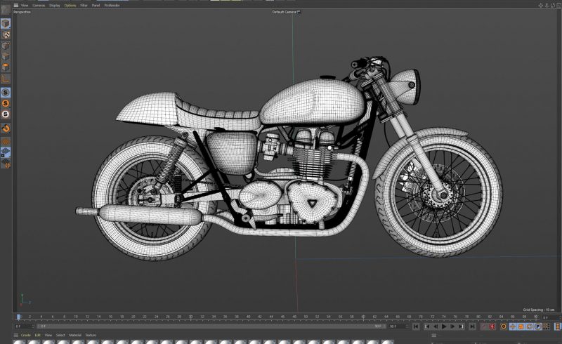 Free Cinema 4D 3D Model Triumph Bonneville Cafe Racer Motorcycle Bike
