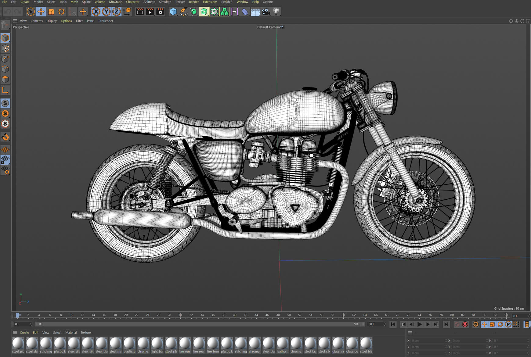 Free Cinema 4D 3D Model Triumph Bonneville Cafe Racer Motorcycle Bike