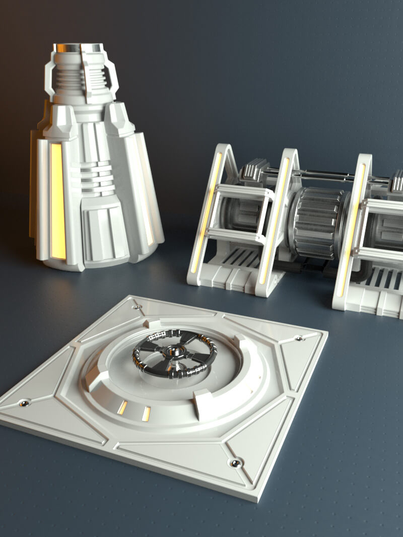 Free Cinema 4D 3D Model Hard Surface Kit Sampler