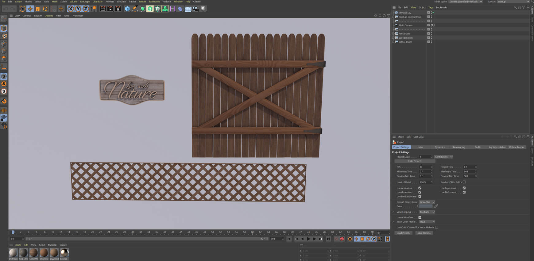 Free Cinema 4D 3D Model Backyard Fence Bucket Elements