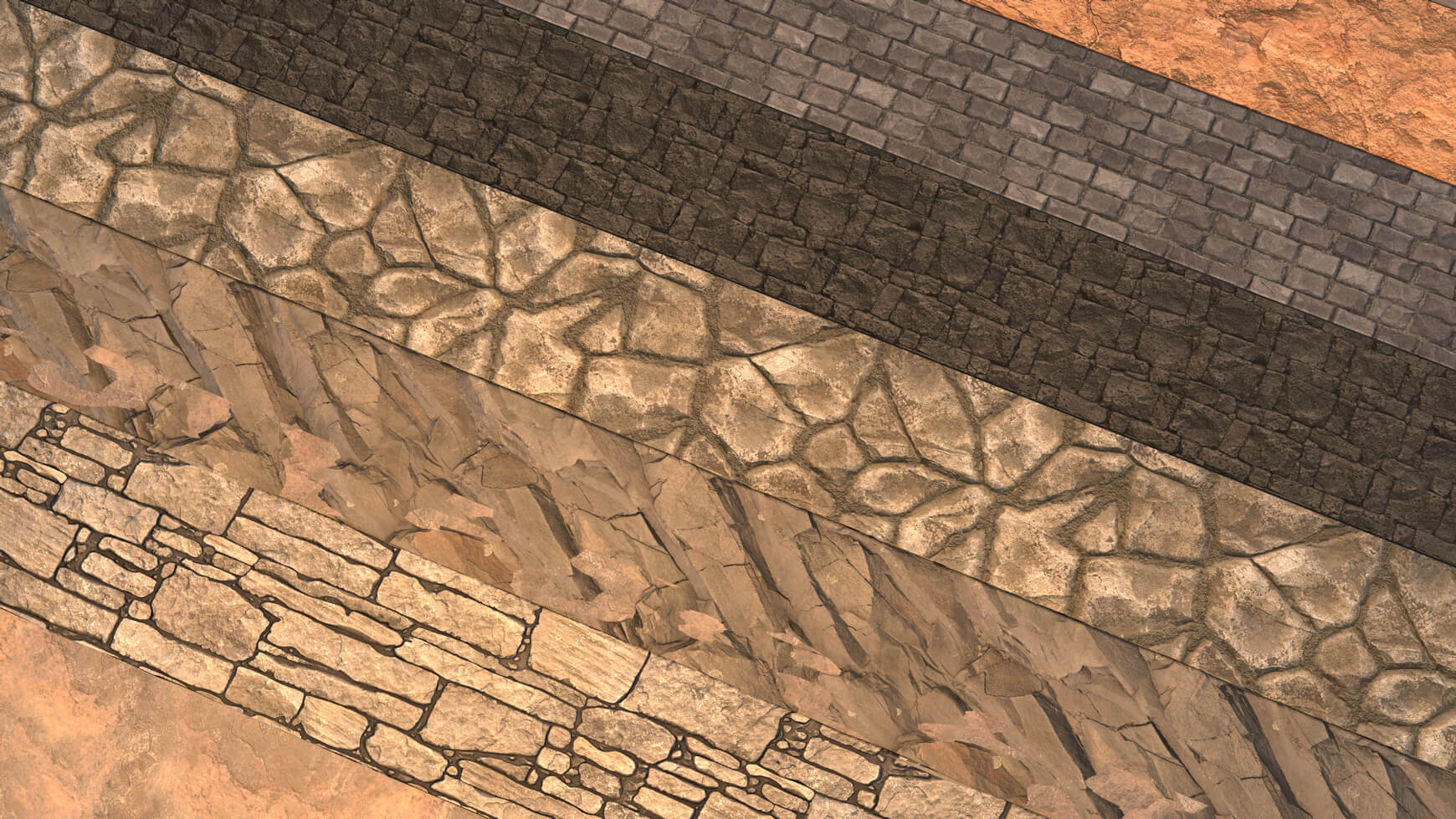 Cinema 4D Redshift RS Material Pack Stones Rock Granite Cliff Tiles