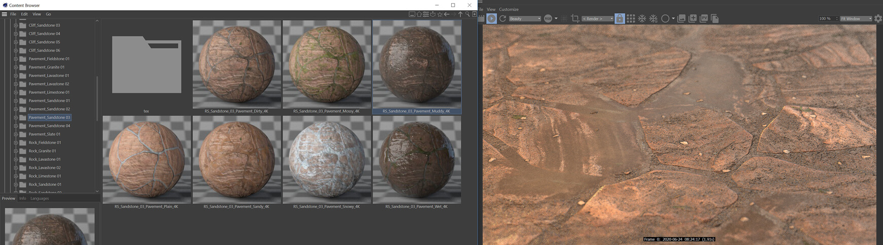 Cinema 4D Redshift RS Material Pack Stones Rock Granite Cliff Tiles