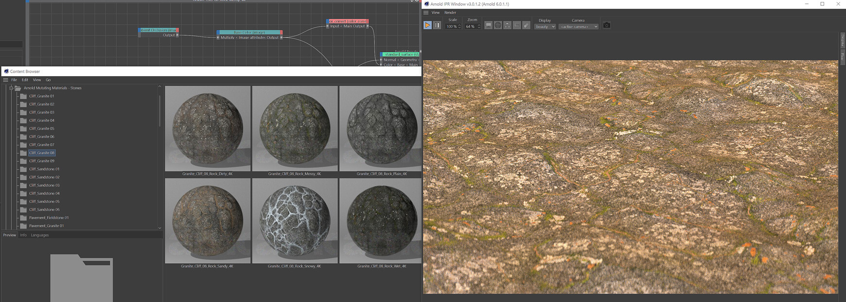 Cinema 4D Arnold Material Pack Stones Rock Stonewall Tiles