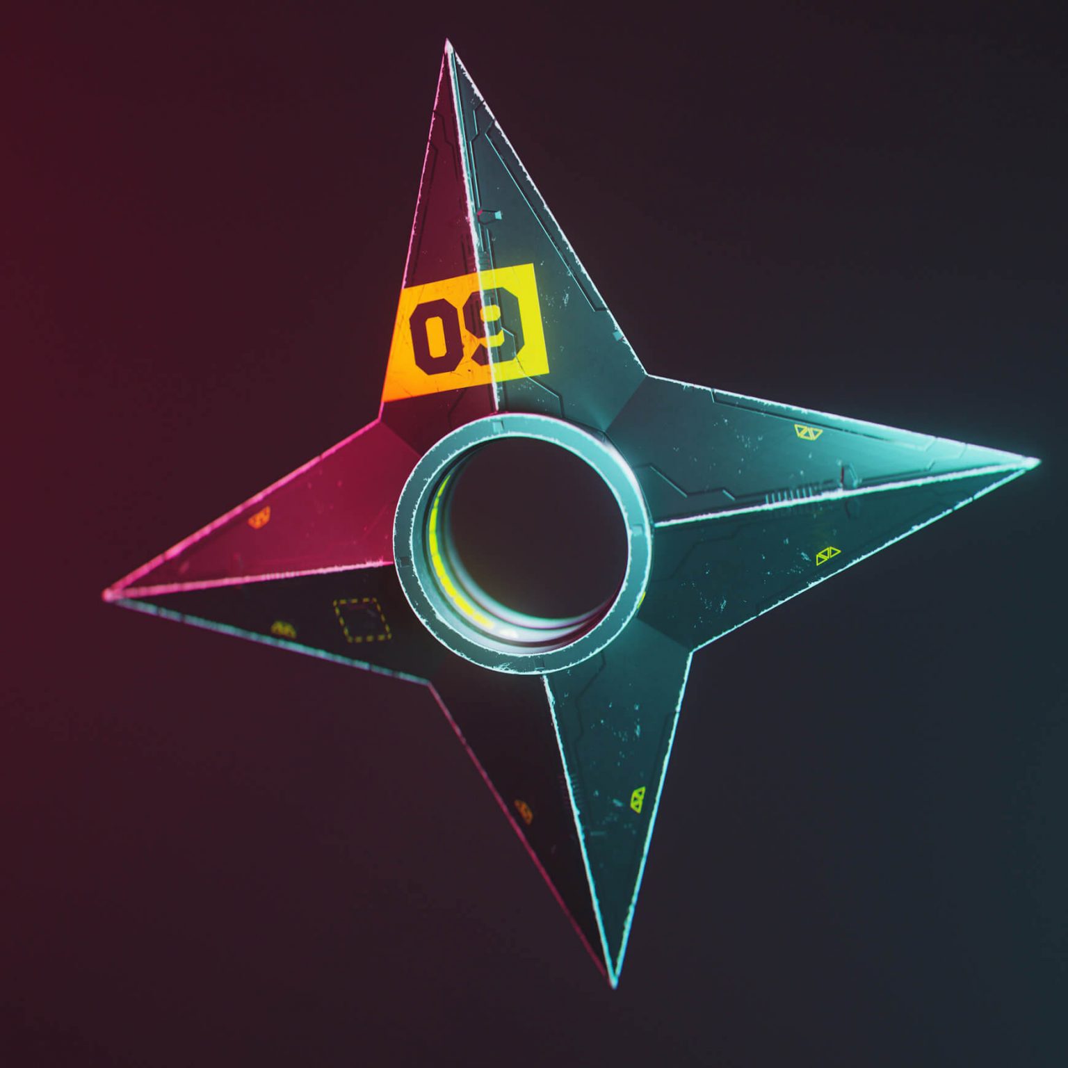 Free Cinema 4D 3D Model High Tech Japanese Ninja Shuriken Star