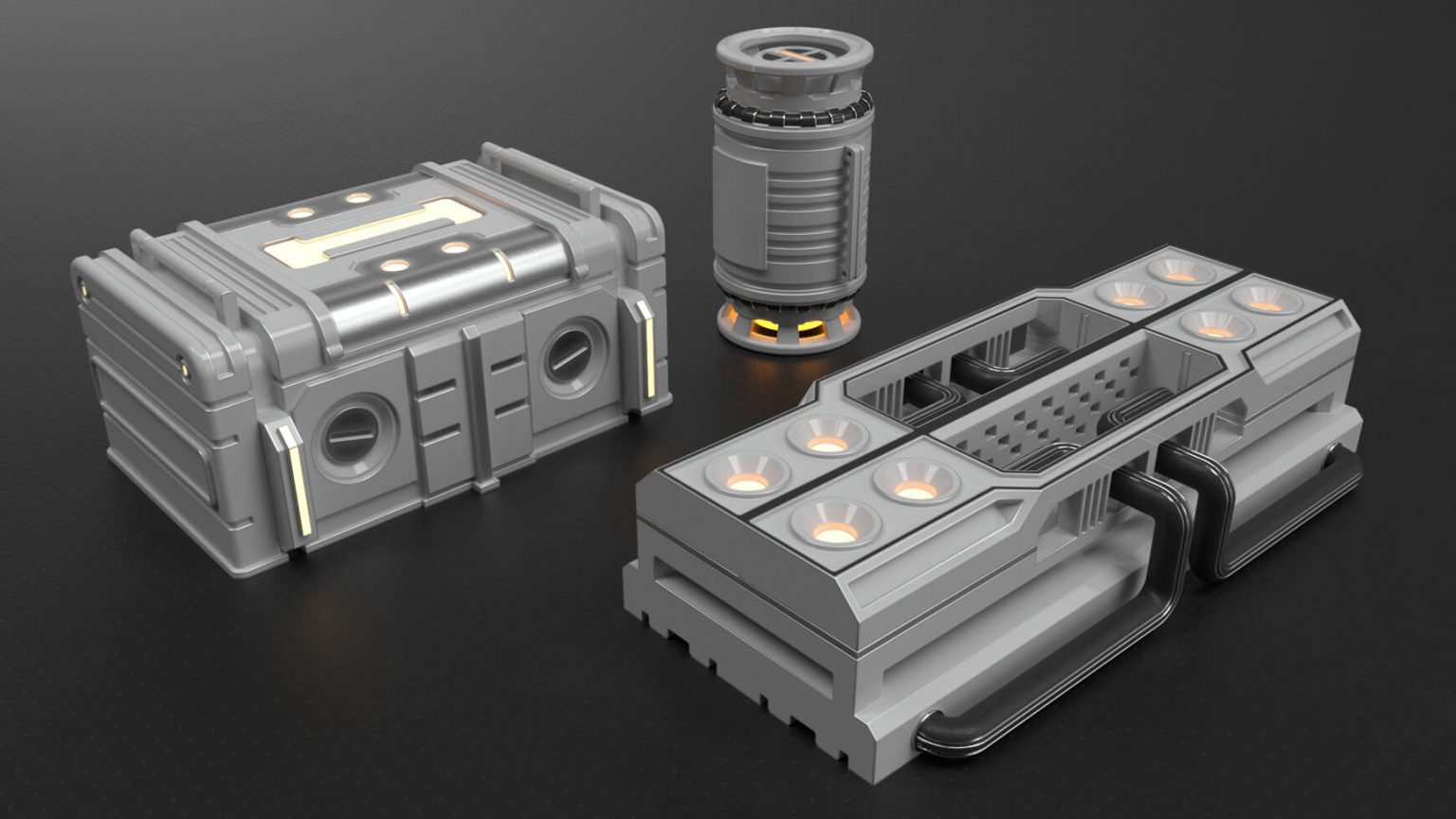 Free Cinema 4D Model Pack Hard Surface Kitbash Elements V3 The Pixel Lab