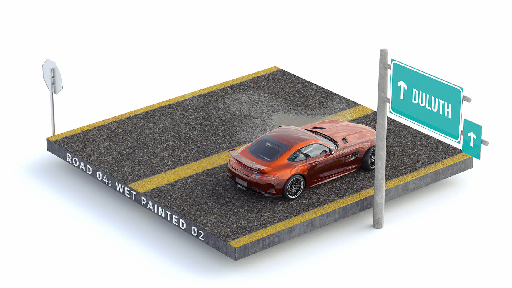 Cinema 4D 3D Streets Roads Textures Materials Wet Painted