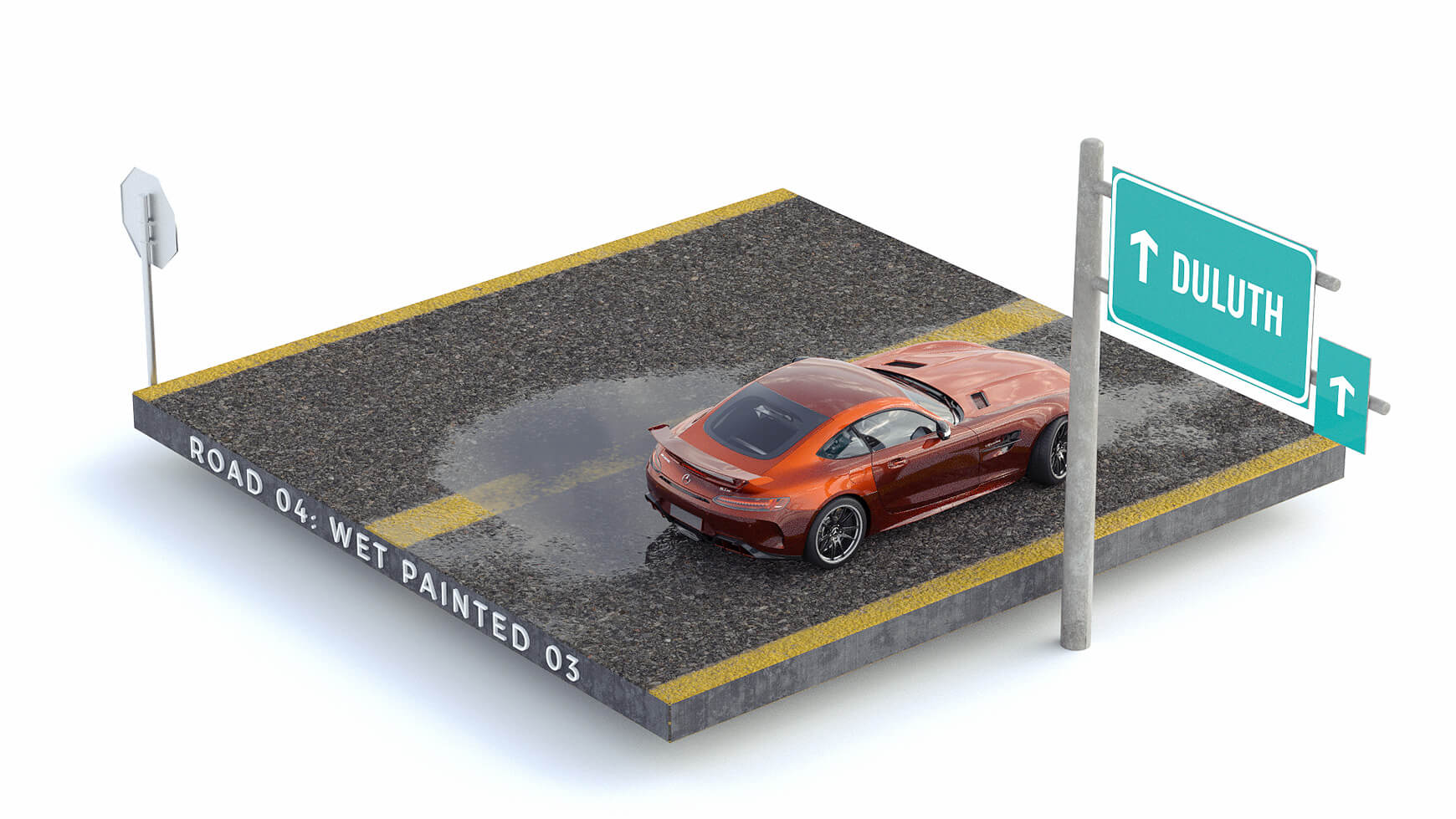 Cinema 4D 3D Streets Roads Textures Materials Wet Painted