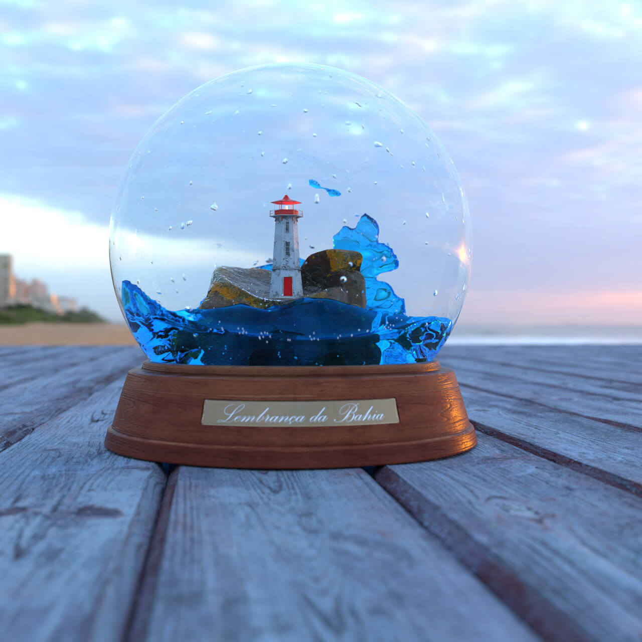 Free Redshift Cinema 4D 3D Model Redshift Lighthouse Snowglobe