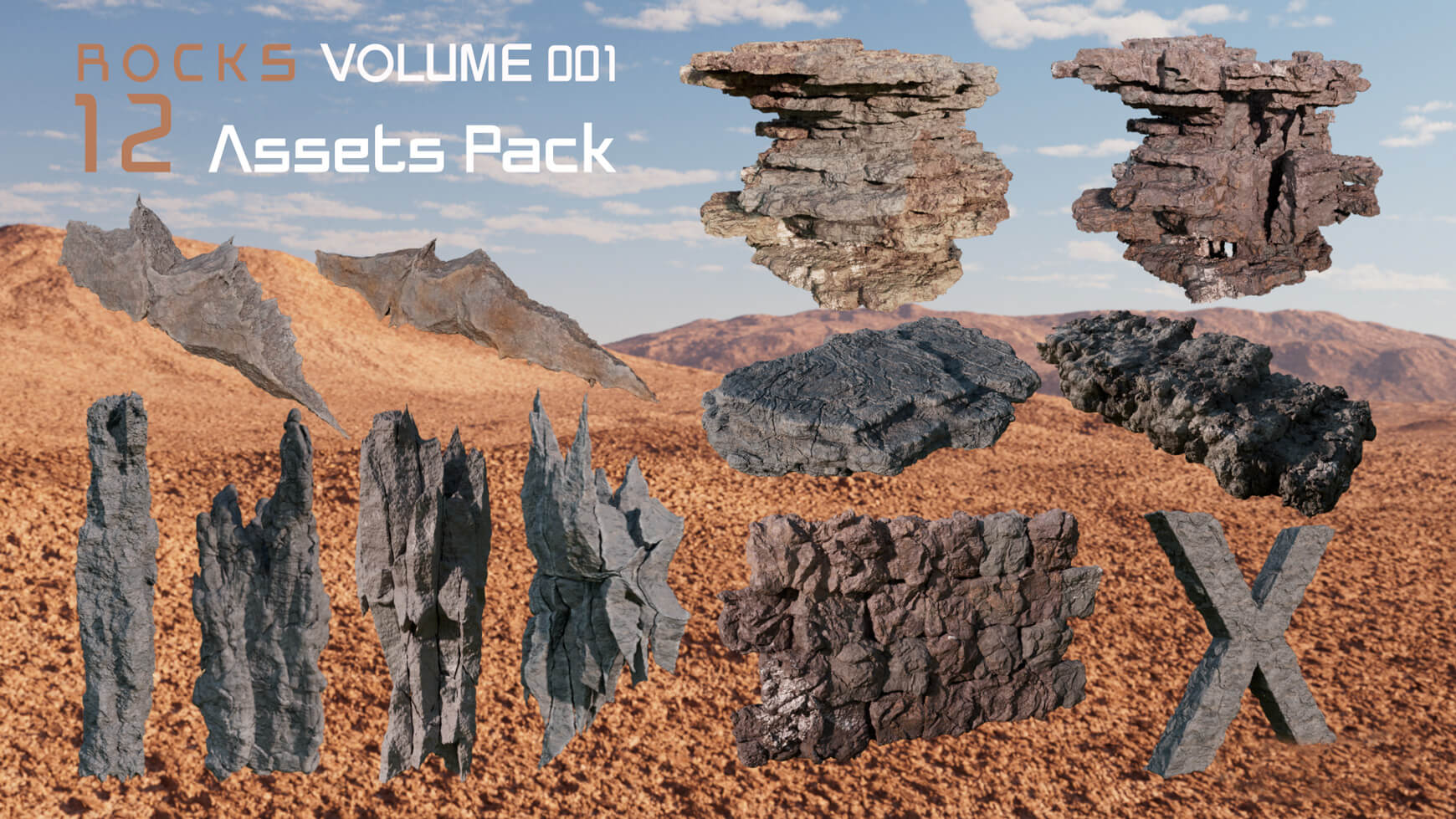 Free Cinema 4D 3D Model Rocks Volume