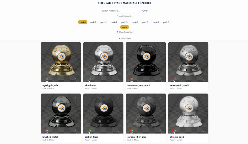 Pixel Lab Materials Explorer Blender Octane