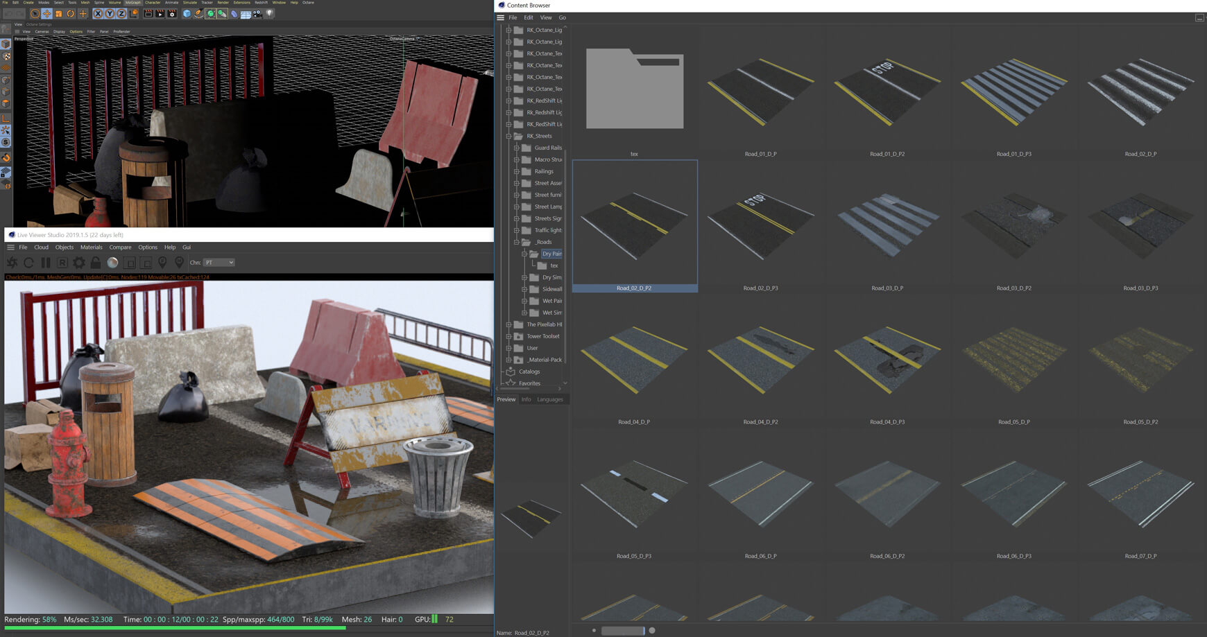 Cinema 4D 3D Streets Roads Textures Materials Models