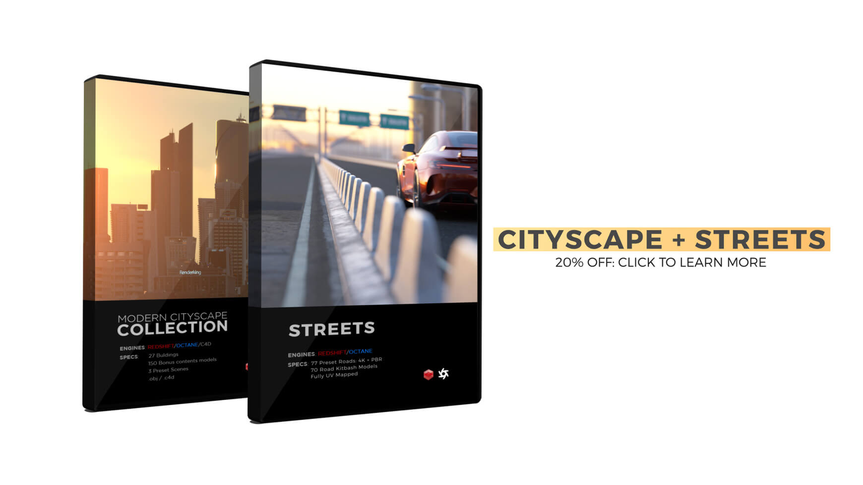 Cinema 4D 3D Streets Roads Textures Materials Models