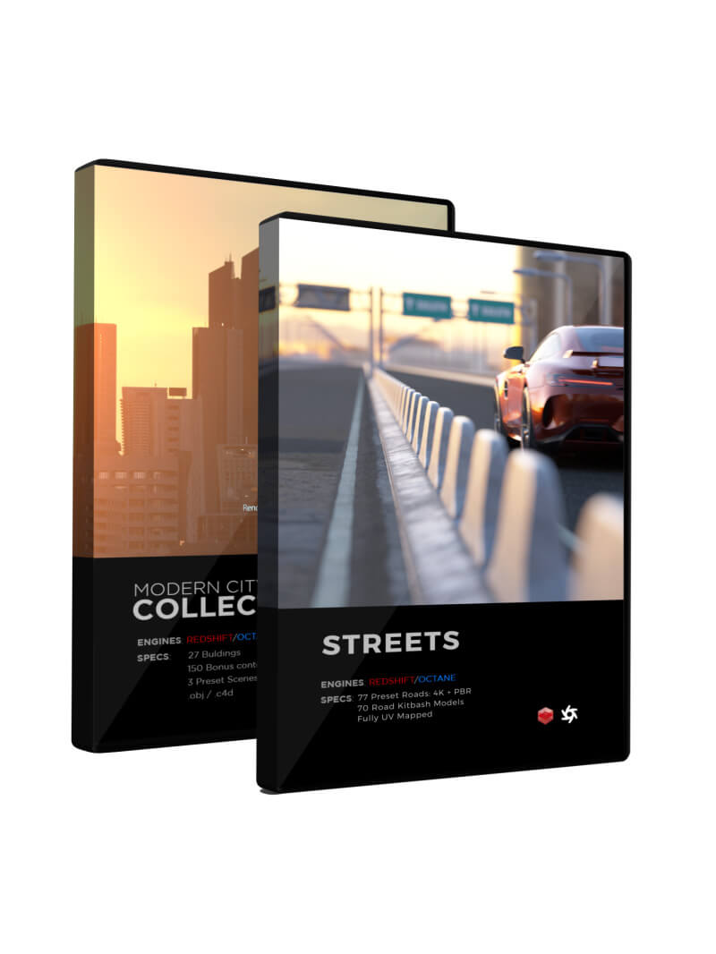 Cinema 4D 3D Streets Roads Textures Materials Models