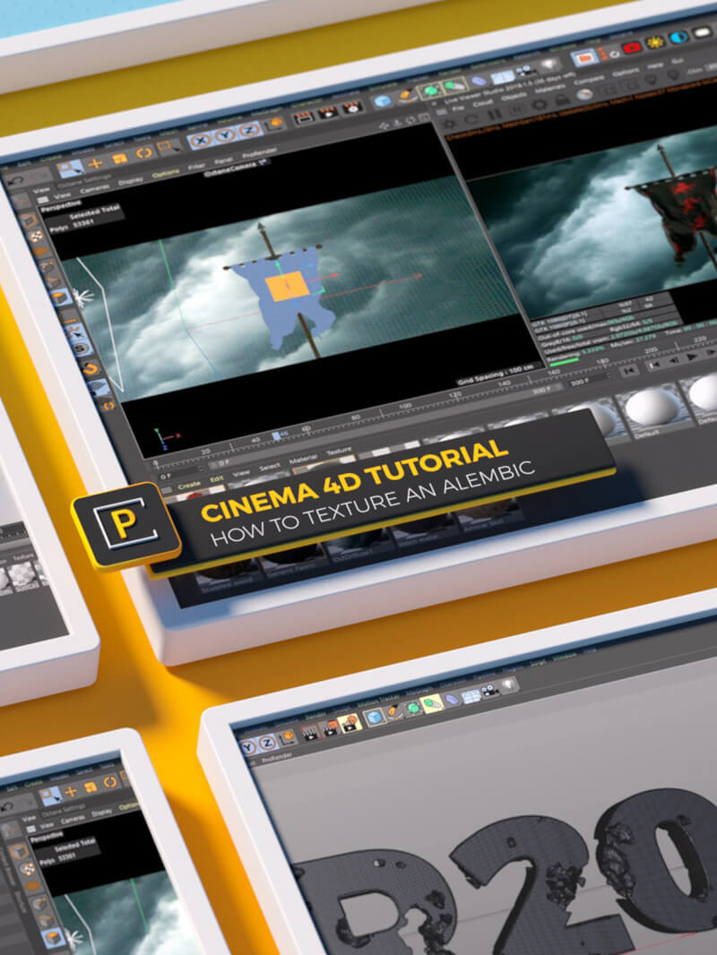 Cinema 4D Tutorial Texturing and Alembic File with Selection Tags