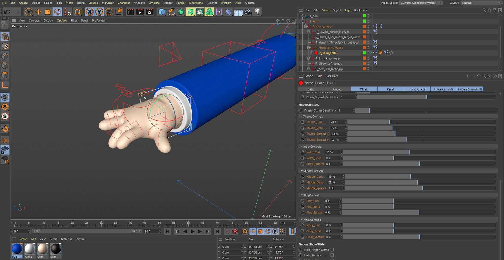 Free Cinema 4D 3D Model Hand Rig Toon Xpresso