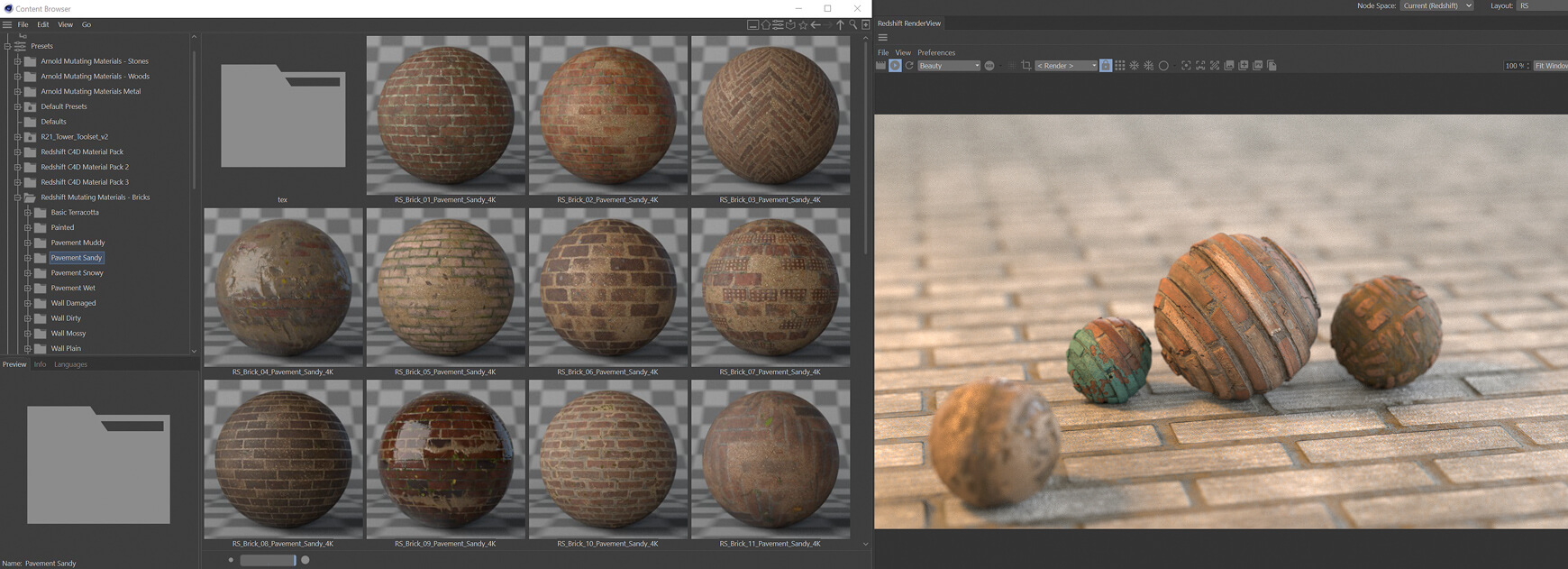 Cinema 4D Redshift RS C4D Material Pack Brick