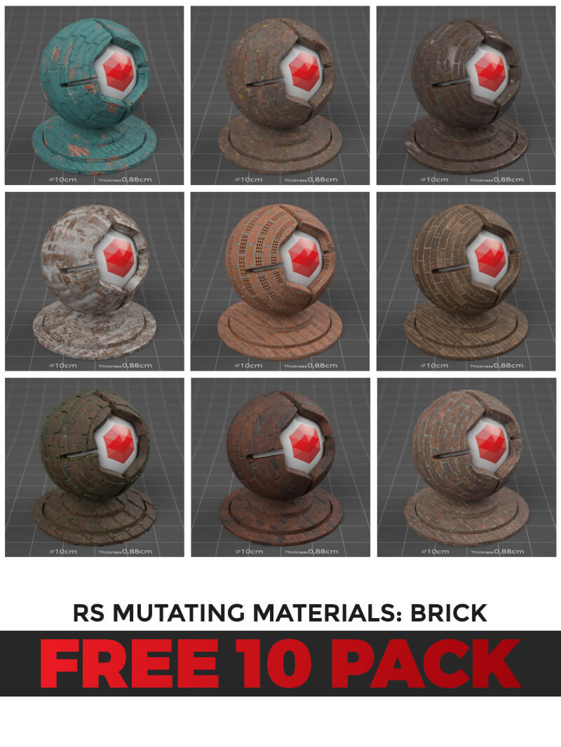 Cinema 4D Redshift RS C4D Material Pack Brick Free Sampler