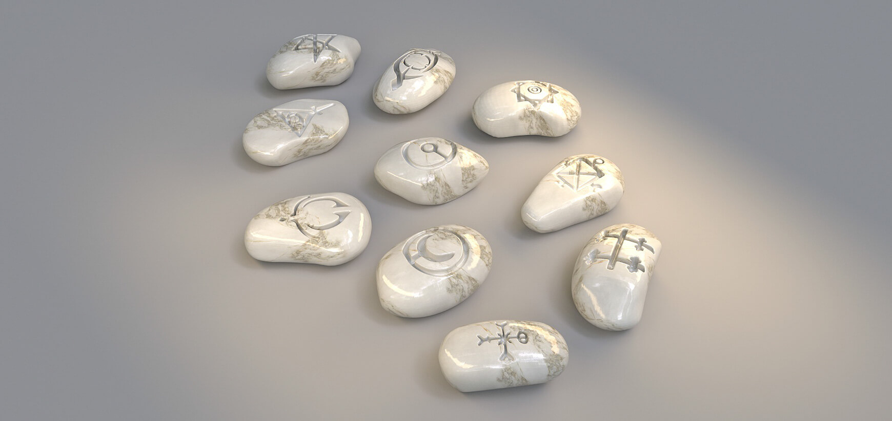 Free Cinema 4D 3D Model Redshift Ancient Rune Stones