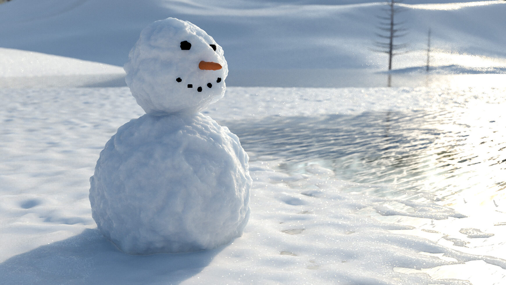 Cinema 4D 3D Model Arnold Winter Snowman Scene