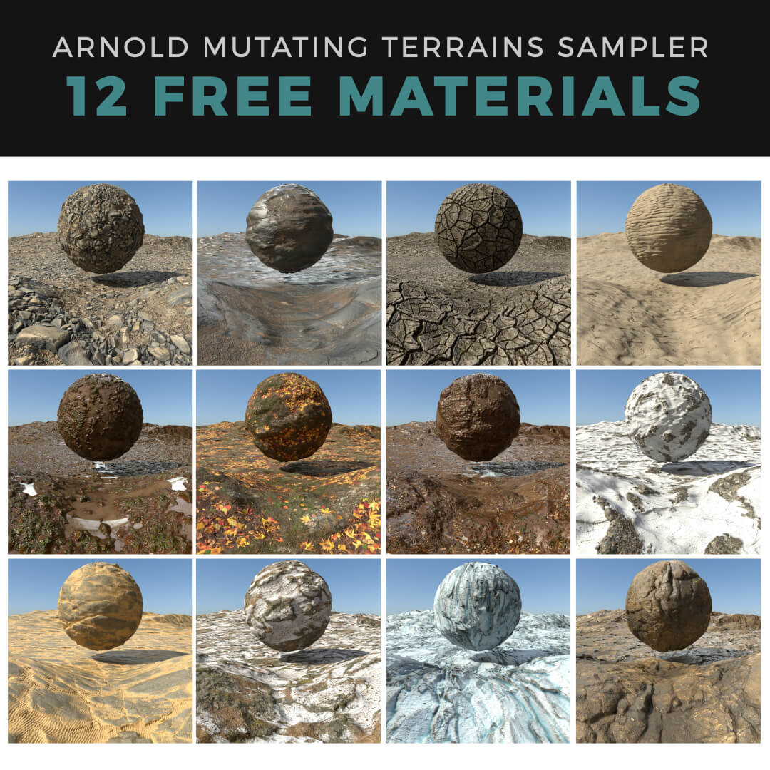 Arnold Material Pack Cinema 4D C4D Terrains Textures