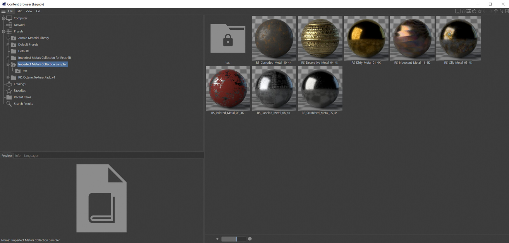 Imperfect Metals Collection for Redshift RS Maxon Cinema 4D