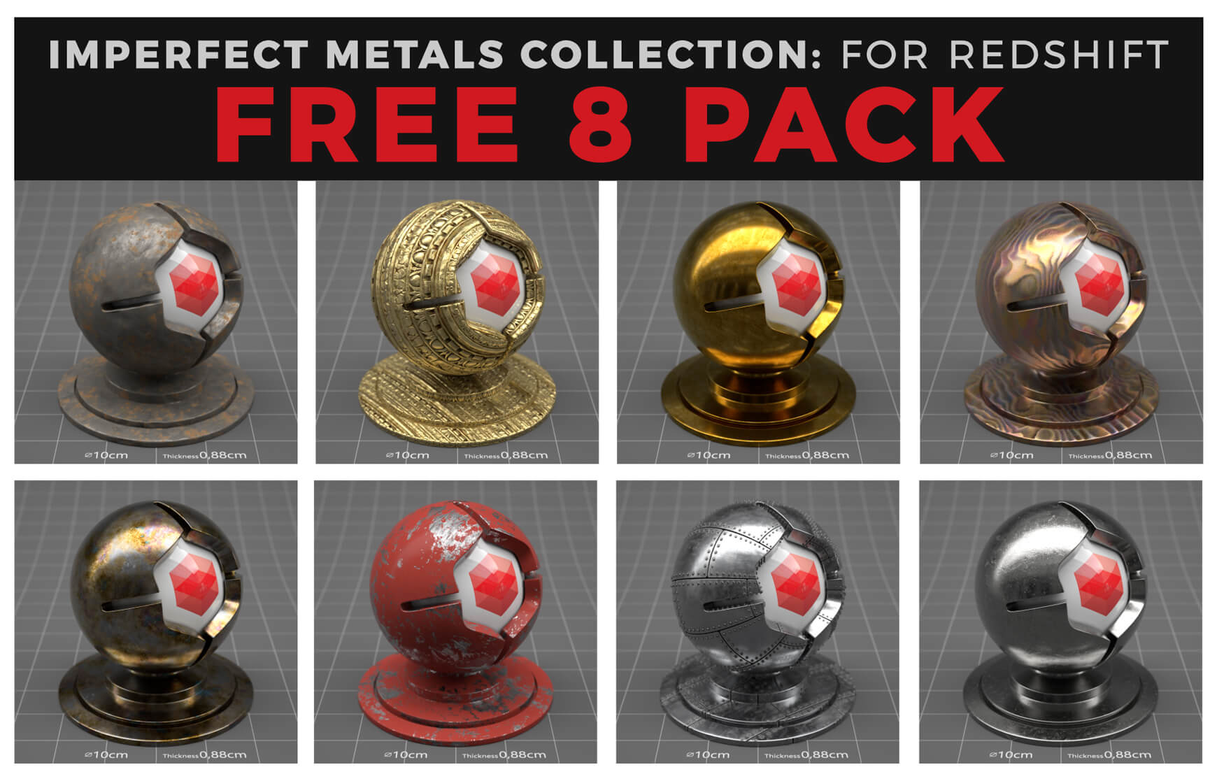 Imperfect Metals Collection for Redshift RS Maxon Cinema 4D