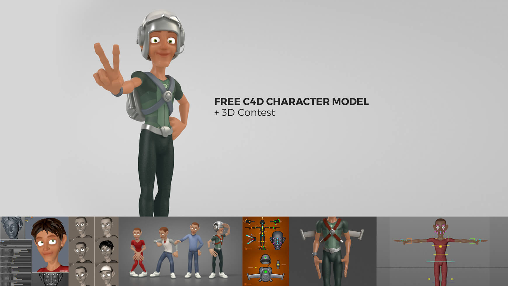 Free Cinema 4D 3D Model Rig C4D Character Superhero