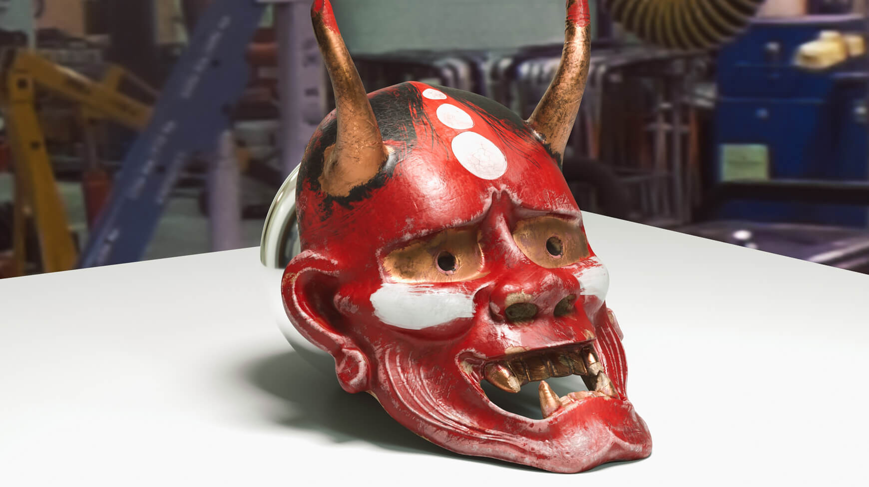 Free C4D 3D Model Obj Japanese Ghost Ghoul Mask
