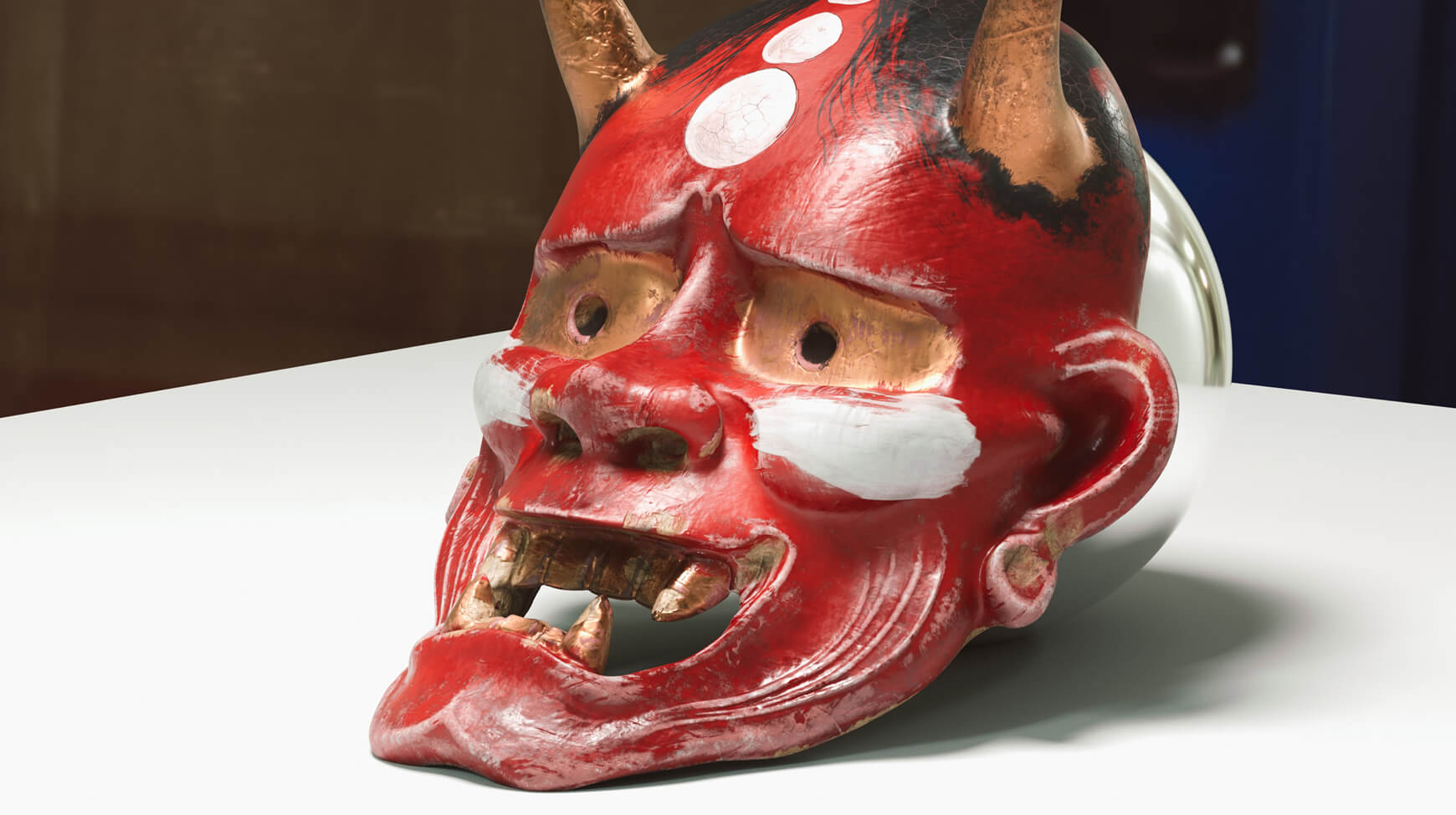 Free C4D 3D Model Obj Japanese Ghost Ghoul Mask