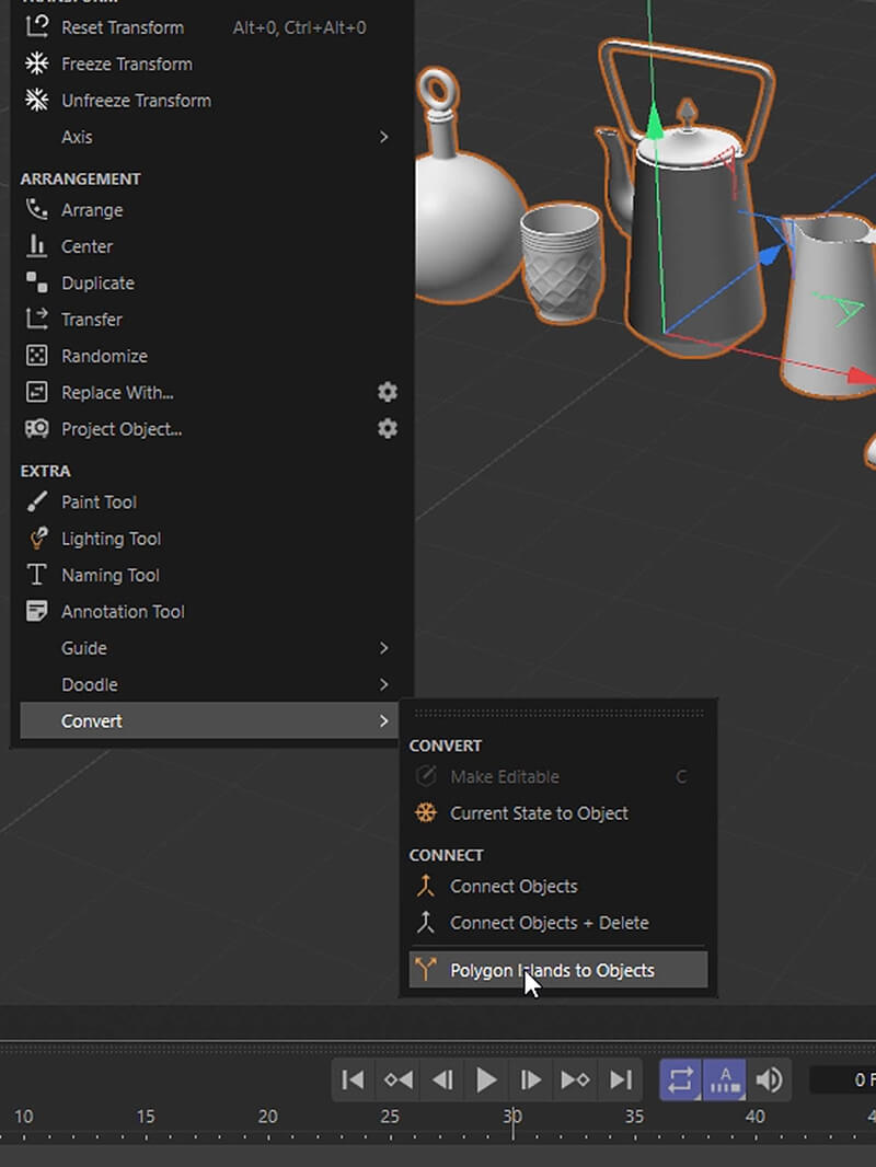 Polygon Islands to Objects Cinema 4D Tutorial Workflow Tip
