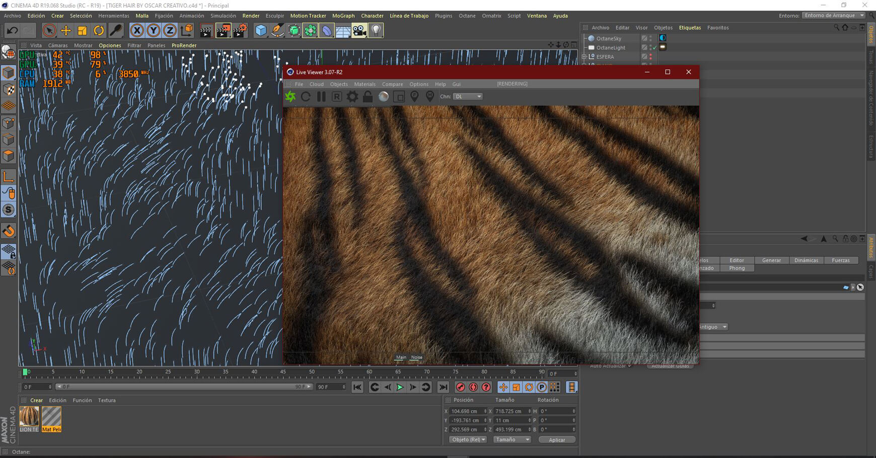 Octane Texture Render Otoy Cinema 4D C4D Hair Fur