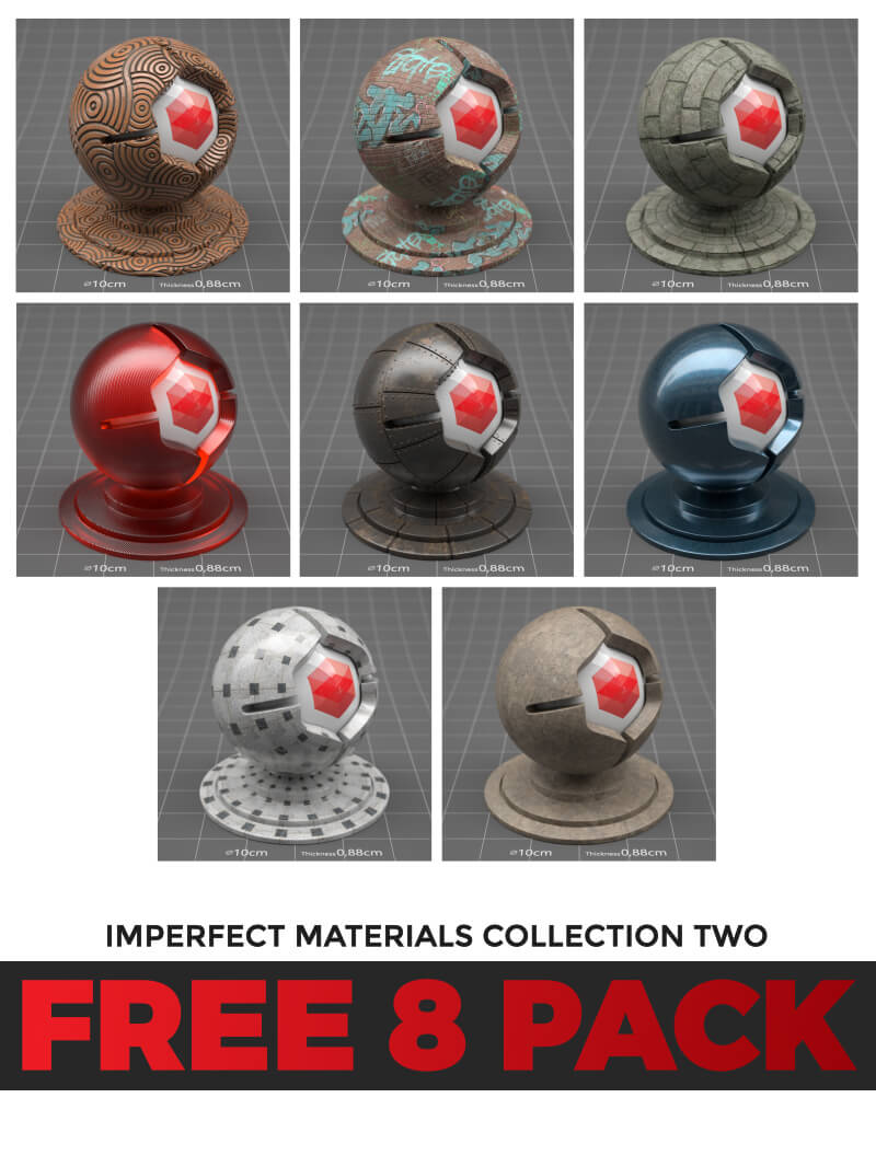Free Cinema 4D Redshift Imperfect RS Texture Material Pack