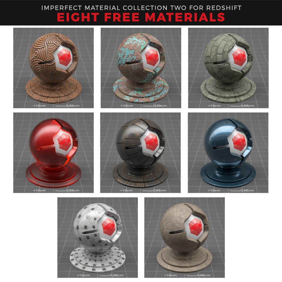 Free Cinema 4D Redshift Imperfect RS Texture Material Pack