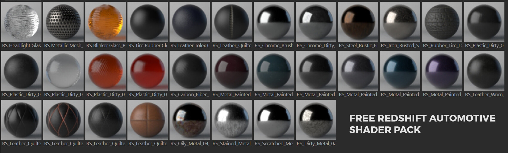 Free Redshift Automotive Shader Pack 3D