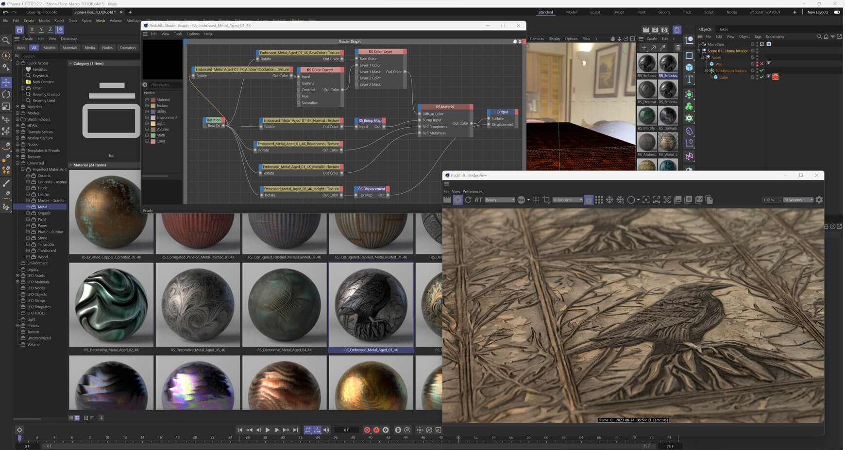 Redshift Cinema 4D C4D Maxon RS Material Texture Pack