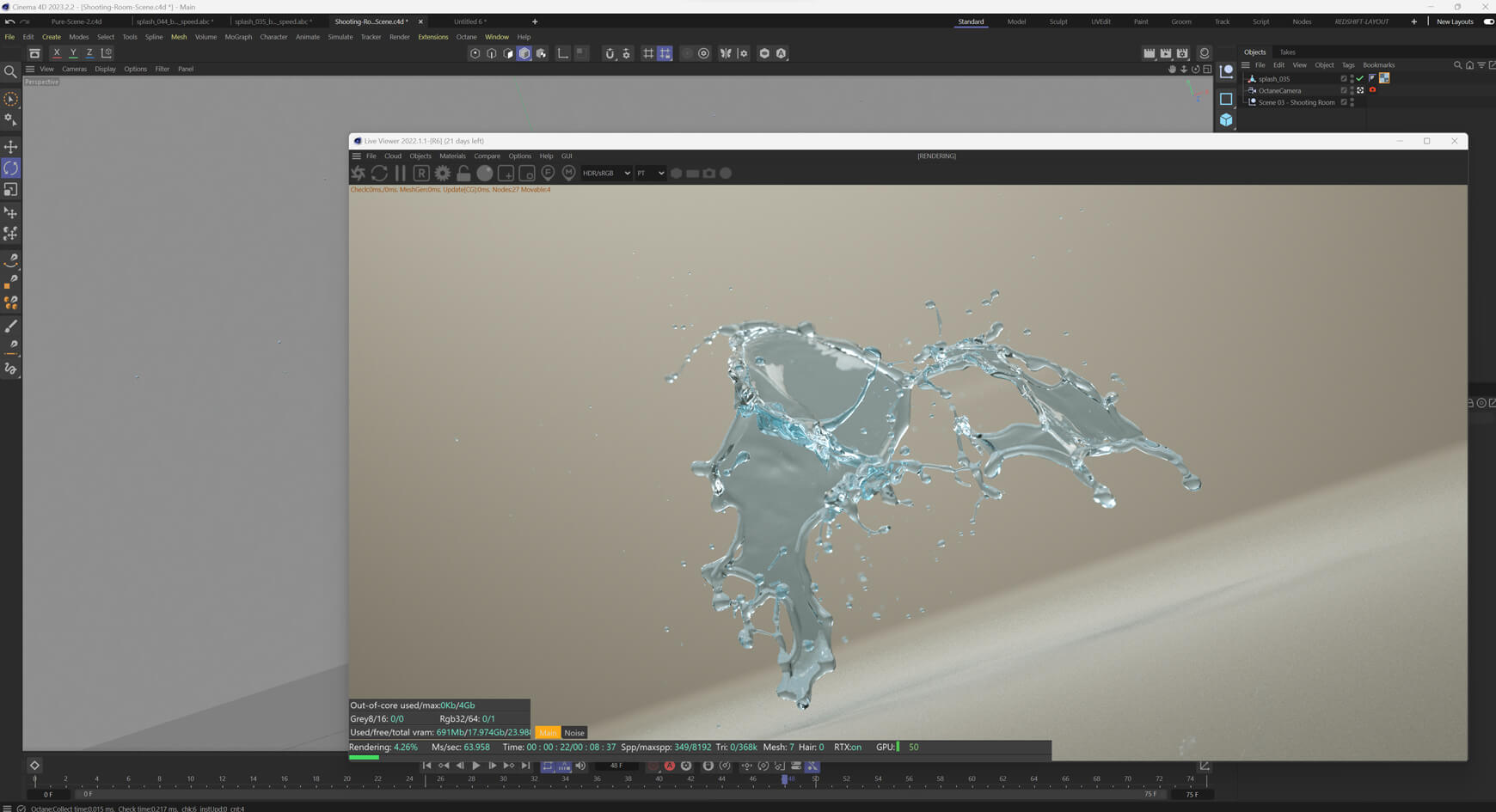 3D Water Splash Animation Fluid Effect