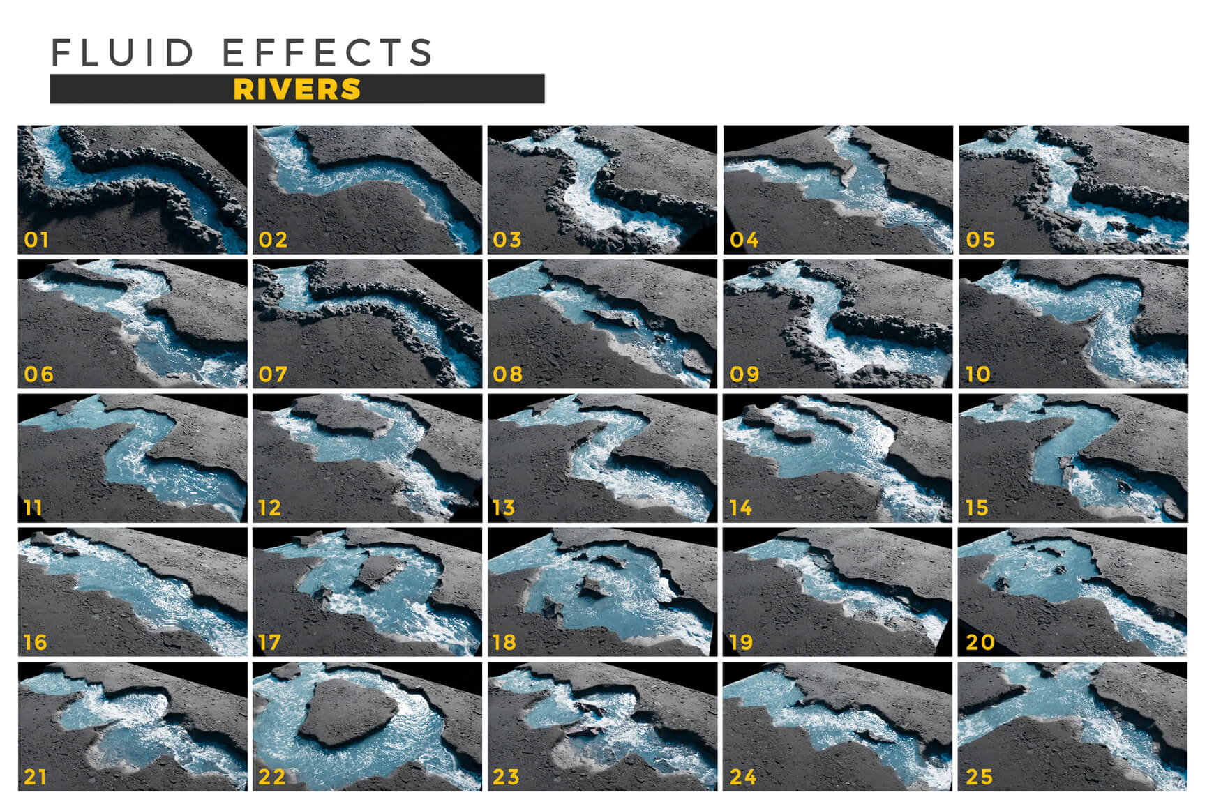 Rivers Fluid Effects Animation 3D