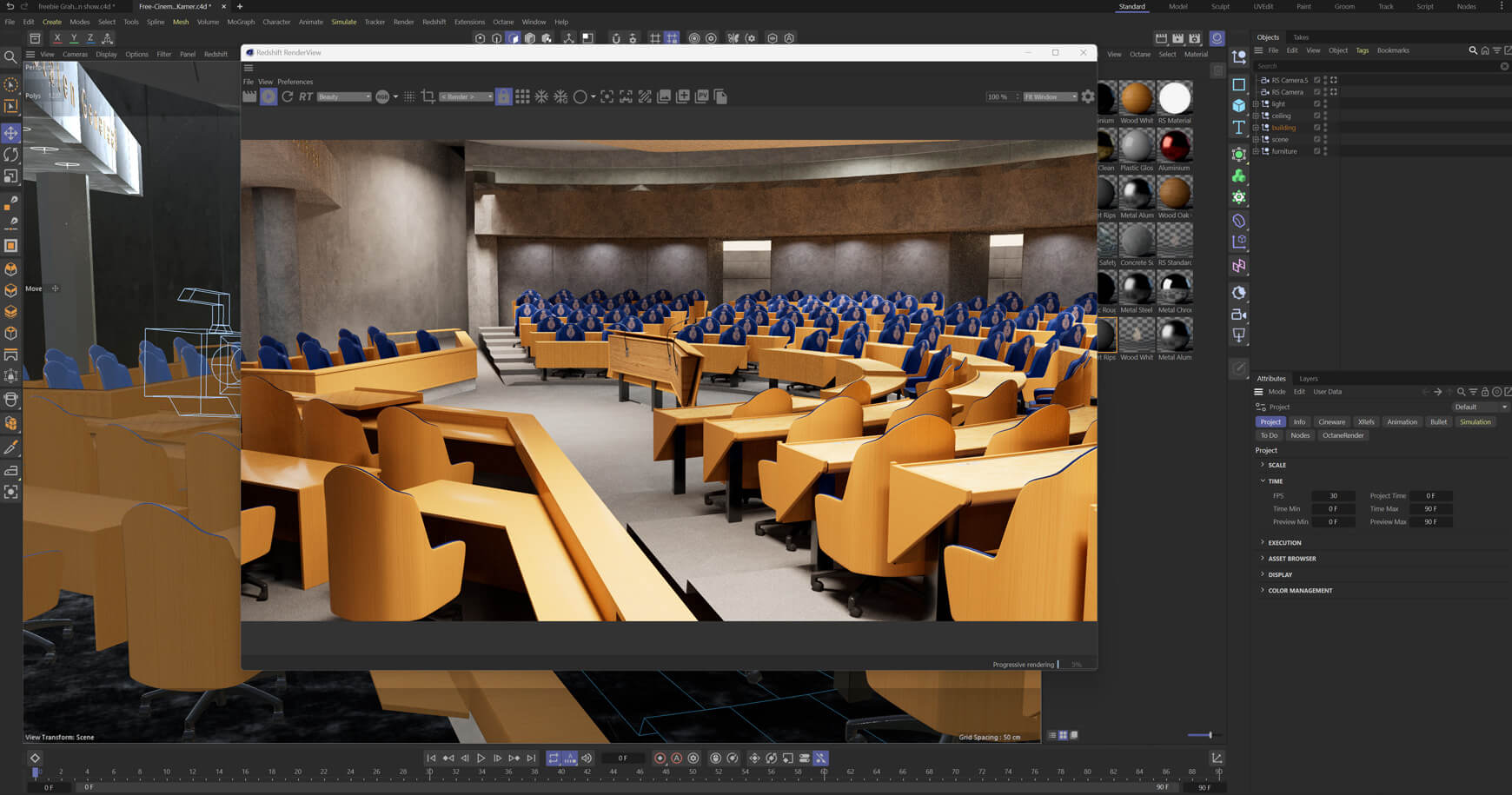 Free Cinema 4D 3D Interior Model Tweed Kamer house of representatives