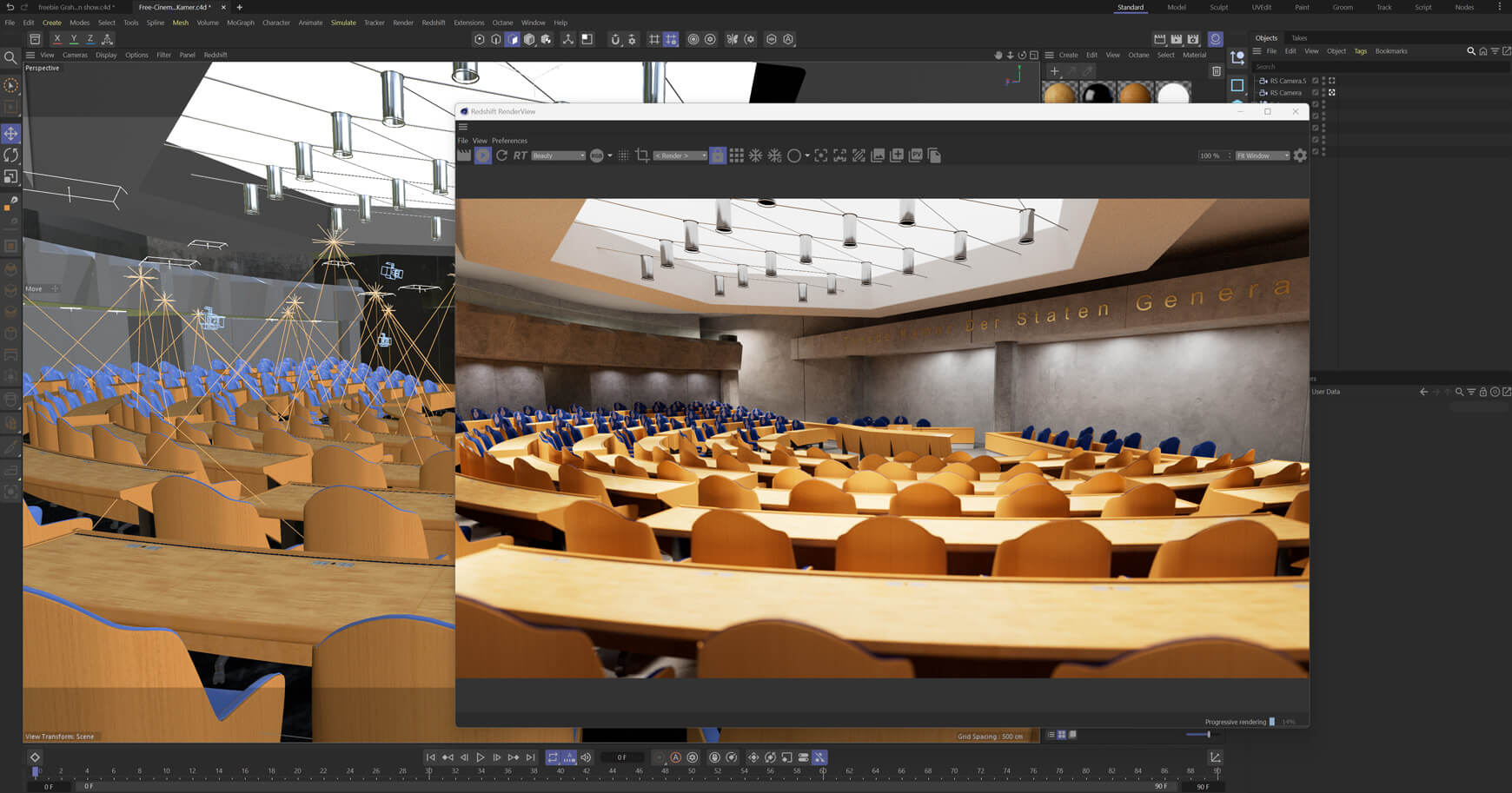 Free Cinema 4D 3D Interior Model Tweed Kamer house of representatives