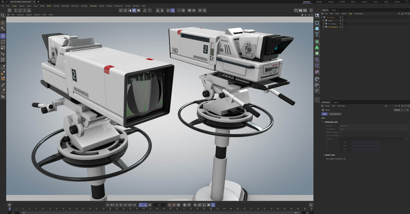 Free 3D Model Video Camera Broadcast TV Live