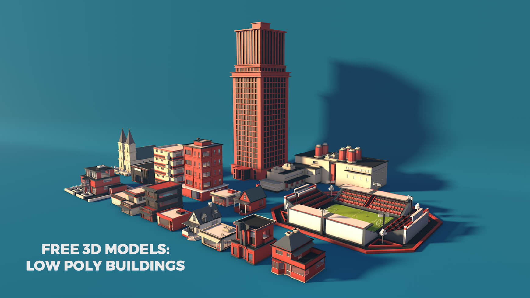 Low Poly Free 3D Model Buildings Pixel Lab
