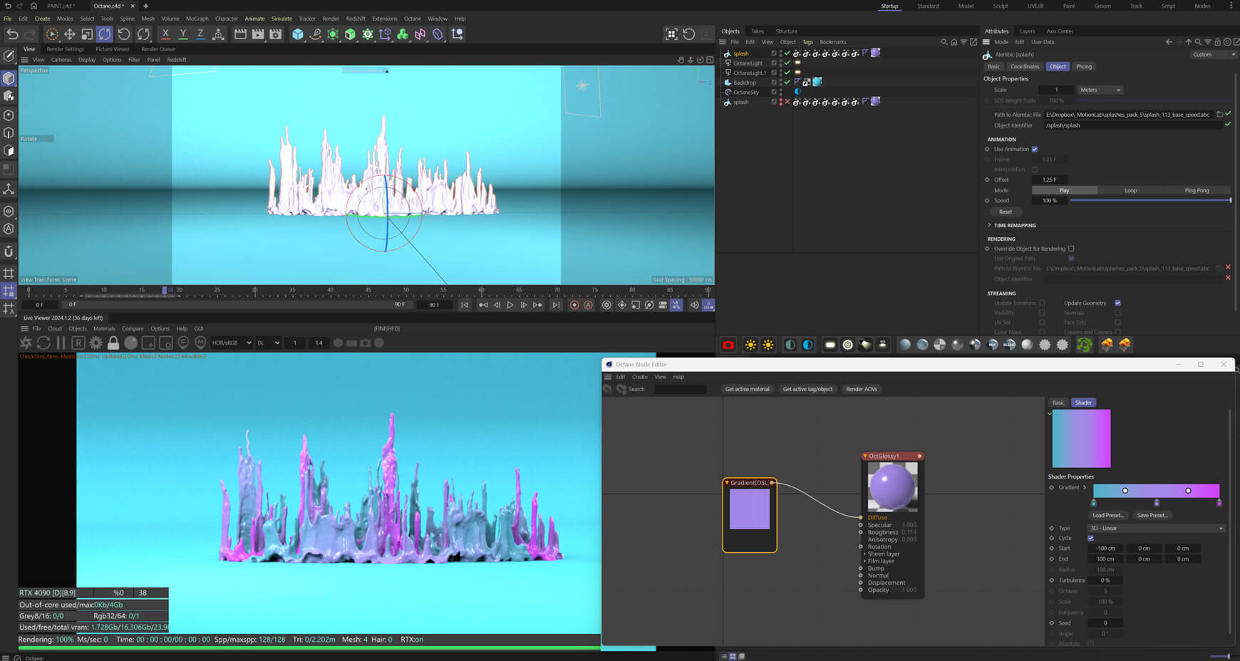 VFX Fluid Effects Liquid Splash Simulation Paint 3D Animation