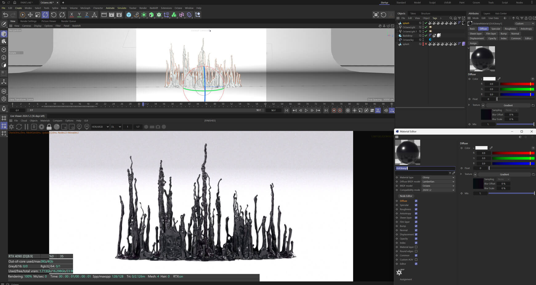 VFX Fluid Effects Liquid Splash Simulation Paint 3D Animation