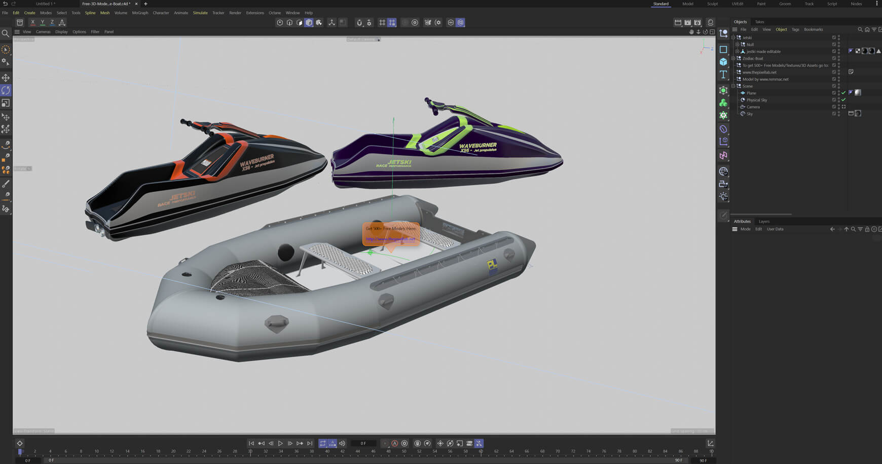 Free 3D Model Jet Ski Zodiac Boat Inflatable Watercraft
